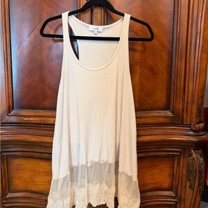 Umgee Ivory Lace Trim Tank Dress size small